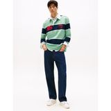 Tommy Jeans Çizgili Yeşil Erkek Polo T-Shirt DM0DM22074MAS Tjm Rlx Strıpe Rugby