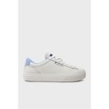 Tommy Jeans Deri Logolu Sneaker Ayakkabı Bayan Ayakkabı EN0EN02508 C12 - Beyaz - Açık Mavi