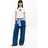 Tommy Jeans Ekru Kadın T-Shirt Tjw Slım Wavy Flag Tee Ext