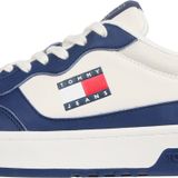 Tommy Jeans Erkek Essential Deri Cupsole Spor Ayakkabı, Mavi Kadife Mavi, 42 EU