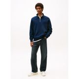 Tommy Jeans Erkek Fermuarlı Yaka Sweatshirt, Lacivert, S Beden