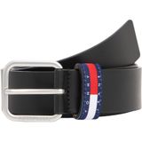 Tommy Jeans Erkek kemeri Ryan Regular deri bayraklı, siyah (Black), 33
