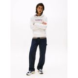Tommy Jeans Erkek Regular Fit Kapüşonlu Sweatshirt,%100 Pamuk, Beyaz, M Beden
