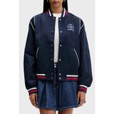 Tommy Jeans Kadın Logolu Regular Fit Kolej Yaka Bomber Ceket/mont Mont DW0DW22919 C1G - XS - Lacivert