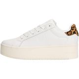 Tommy Jeans Kadın Tjw Flatform Leopar Sneaker En0en02930 Düşük Üst, Beyaz Fildişi Leopar, 36 EU