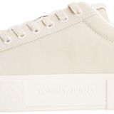 Tommy Jeans Kadın Tjw Flatform Sneaker En0en02819 Low Top, Bej Newsprint, 40 EU