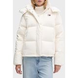 Tommy Jeans Kapitoneli Relaxed Fit Çıkarılabilir Kapüşonlu Şişme Mont Bayan Mont DW0DW21623 Ybh - Beyaz