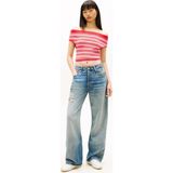 Tommy Jeans Kırmızı Kadın Çizgili Kazak Tjw Off Shoulder Strıpe Sweater
