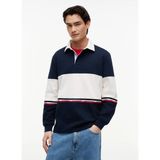 Tommy Jeans Lacivert Erkek Relaxed Çizgili Polo T-Shirt DM0DM23161C1G Tjm Rlx Cblock Rugby - Lacivert - Beyaz