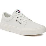 Tommy Jeans Leather Trainers Sneaker Green Günlük Hakiki Deri Spor Ayakkabı Beyaz