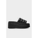 Tommy Jeans Logol Dolgulu Platform Sandalet Bayan Sandalet EN0EN02455 Bds - Siyah