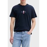 Tommy Jeans Logolu Pamuklu Regular Fit Bisiklet Yaka T Shirt Erkek T Shirt DM0DM22532 C1G - Lacivert