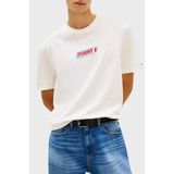 Tommy Jeans Logolu Pamuklu Regular Fit Bisiklet Yaka T Shirt Erkek T Shirt DM0DM22546 Ybh - Beyaz - 2XL