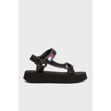 Tommy Jeans Logolu Platform Taban Cirtlı Sandalet Bayan Sandalet EN0EN02747 Bds - Siyah