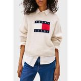 Tommy Jeans Logolu Yün Karışımlı Relaxed Fit Bisiklet Yaka Kazak Bayan Kazak DW0DW21782 Afn - Bej