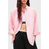 Tommy Jeans Pamuk Karışımlı Oversize Çizgili Poplin Gömlek Bayan Gömlek DW0DW22218 0d2 - Pembe