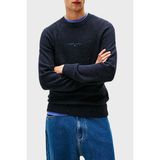 Tommy Jeans Pamuk Karışımlı Slim Fit Bisiklet Yaka Logo Işlemeli Kazak Erkek Kazak DM0DM22097 C1G - Lacivert