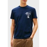 Tommy Jeans Sırt Baskılı Pamuklu Regular Fit Bisiklet Yaka T Shirt Erkek T Shirt DM0DM22553 C1G - Lacivert - 2XL