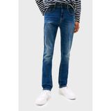 Tommy Jeans Streç Pamuklu Slim Fit Normal Bel Dar Paça Jeans Erkek Kot Pantolon DM0DM21238 1bk - Mavi - 32 / 32