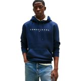 Tommy Jeans TJM REG LINEAR LOGO HOODIE EXT Erkek Sweatshirt Dark Blue L