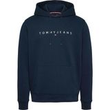 Tommy Jeans TJM REG LINEAR LOGO HOODIE EXT Erkek Sweatshirt Dark Blue XXL