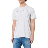 Tommy Jeans TJM REG LINEAR LOGO TEE EXT Erkek T-shirt Silver Grey L