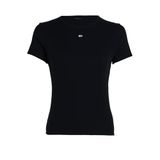 Tommy Jeans TJW SLIM ESSENTIAL RIB SS Kadın T-shirt Black XS