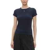 Tommy Jeans TJW SLIM ESSENTIAL RIB SS Kadın T-shirt Dark Night Navy L