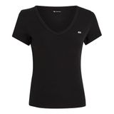 Tommy Jeans TJW SLIM ESSENTIAL RIB V SS Kadın T-shirt Black S