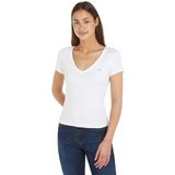 Tommy Jeans TJW SLIM ESSENTIAL RIB V SS Kadın T-shirt White L