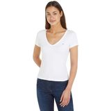 Tommy Jeans TJW SLIM ESSENTIAL RIB V SS Kadın T-shirt White M