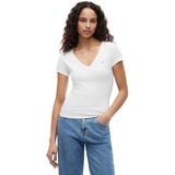 Tommy Jeans TJW SLIM ESSENTIAL RIB V SS Kadın T-shirt White S