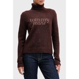 Tommy Jeans Yün Karışımlı Relaxed Fit Balıkçı Yaka Logolu Kazak Bayan Kazak DW0DW21687 Gs7 - Kahverengi