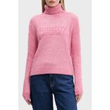 Tommy Jeans Yün Karışımlı Relaxed Fit Balıkçı Yaka Logolu Kazak Bayan Kazak DW0DW21687 Thc - Pembe