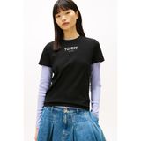 Tommy Jeans Yuvarlak Yaka Baskılı Siyah Kadın T-Shirt TJW REG ESSENTIAL LOGO 2 TEE EXT