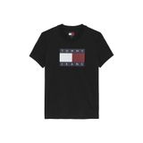 Tommy Jeans Yuvarlak Yaka Desenli Siyah Kadın T-Shirt TJW REG TJ FLAG SS TEE