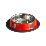 Tommy Kırmızı 8 Oz Kedi Desenli Çelik Mama Kabı