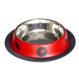 Tommy Kırmızı Pati Desenli 32 Oz Çelik Köpek Mama Su Kabı