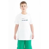 Tommy Life 11117 Beyaz Baskı Detaylı O Yaka Standart Kalıp Erkek Çocuk T-Shirt