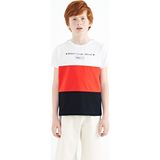 Tommy Life 11135 Lacivert Renk Bloklu O Yaka Baskı Detaylı Standart Kalıp Erkek Çocuk T-Shirt