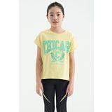Tommy Life 75128 Sarı O Yaka Düşük Omuzlu Rahat Form Kısa Kollu Kız Çocuk T-shirt