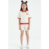 Tommy Life 75131 Ekru Yakalı Kısa Kollu Rahat Form Kız Çocuk Şort Takım