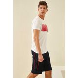 Tommy Life 81148 Lacivert Kırmızı Yan Şeritli Standart Kalıp Erkek Şort