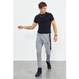 Tommy Life 84587 Gri Melanj Air Baskılı Fermuar Cepli Standart Kalıp Jogger Erkek Eşofman Altı