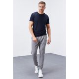 Tommy Life 84652 Klasik Cepli Standart Kalıp Manşetli Gri Melanj Erkek Eşofman Altı
