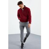 Tommy Life 84866 Gri Melanj Gizli Fermuarlı Rahat Form Lastik Paça Polar Erkek Eşofman Altı