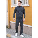 Tommy Life 85072 Antrasit Melanj Dik Yaka Fermuarlı Rahat Form Klasik Paça Erkek Eşofman Takımı