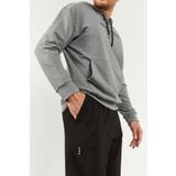 Tommy Life 85117 Gri Melanj Siyah Kapüşonlu Kanguru Cep Oversize Lastik Paça Erkek Eşofman Takımı