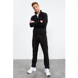 Tommy Life 85152 Siyah Siyah Dik Yaka Fermuarlı Standart Kalıp Klasik Paça Erkek Eşofman Takımı