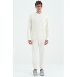 Tommy Life 85190 Ekru O Yaka Rahat Kalıp Şardonlu Basic Jogger Erkek Eşofman Takımı